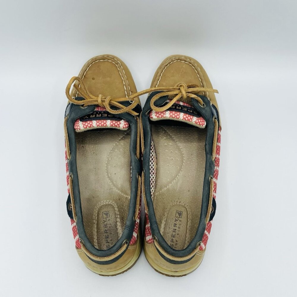 Sperry Top Sider Shoes Womens Size 7.5 M Tan Brown Leather Boat Shoe Slip On - Picture 8 of 11